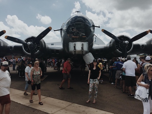  Author Joanna Hathaway with a B-17 Flying Fortress.
