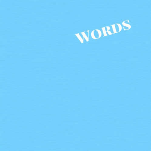 The word "words" in different fonts bouncing around a blue background