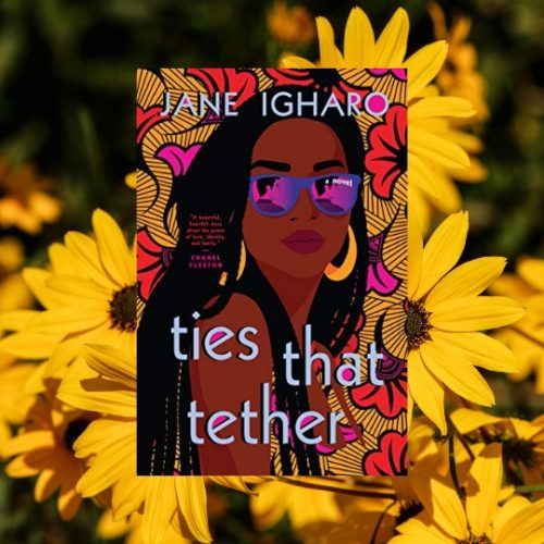 Ties that Tether by Jane Ignaro against a background of sunflowers.